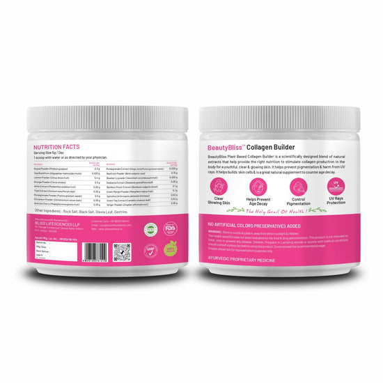 Bliss Welness BeautyBliss Collagen Builder with Biotin Sesbania Extract, Green Tea Extract, Acerola Cherry, Bamboo Shoot Extract for Youthful & Glowing Skin - Bliss Welness