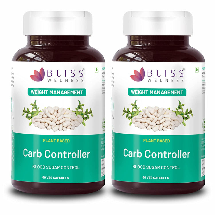 Bliss Welness CarbBliss Pure Blocker Inhibitor | Premium White Kidney Bean Extract | Carbohydrate Control Weight & Sugar Management Supplement - 60 Vegetarian Capsules - Bliss Welness