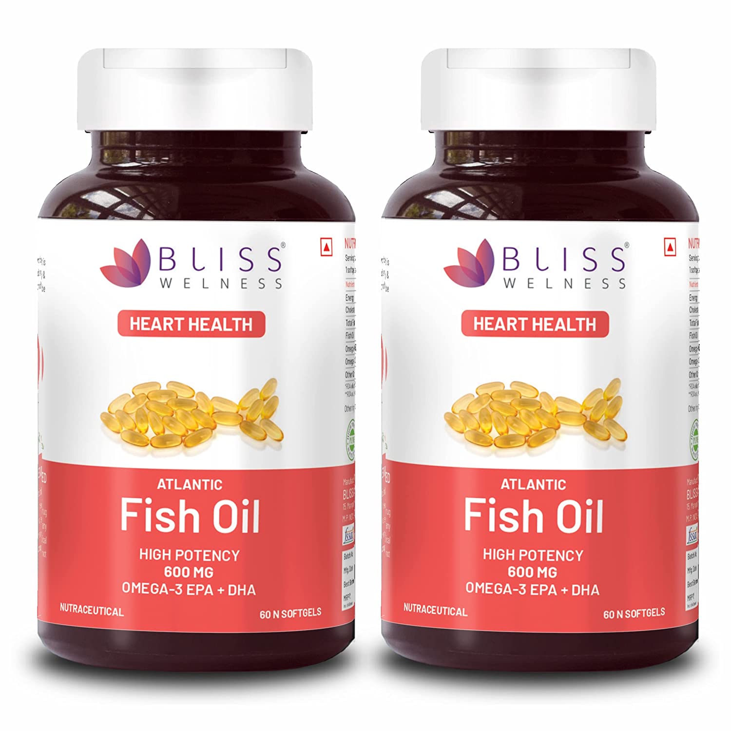 Bliss Welness CardioBliss Gold Fish oil (2000 Omega 3 with 360 mg EPA & 240 mg DHA) for Brain Heart Eye & Joint health of Men & Women - 60 Softgel Capsules - Bliss Welness