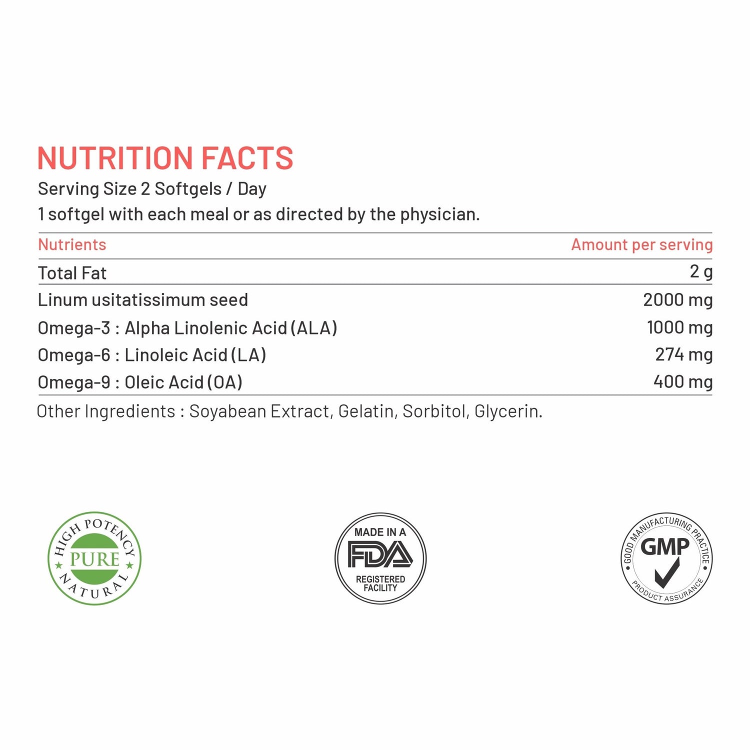 Bliss Welness CardioBliss Pure Omega 3 6 9 Omega 3 with Omega 6 & Omega 9 2000MG with ALA (Omega 3) 1000MG LA (Omega 6) 274MG OA (Omega 9) 400MG Heart Brain Eye Immunity Health Supplement - 60 Softgel Capsules - Bliss Welness