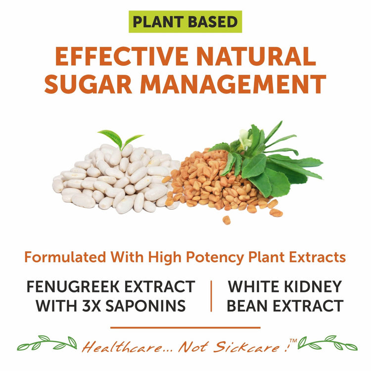 Bliss Welness GlucoBliss Plus Fenugreek & WKB Extract Blood Sugar & Weight Management | Pure Fenugreek Extract 3X Saponins + White Kidney Bean Extract Carb Blocker - 60 Veg Capsules - Bliss Welness