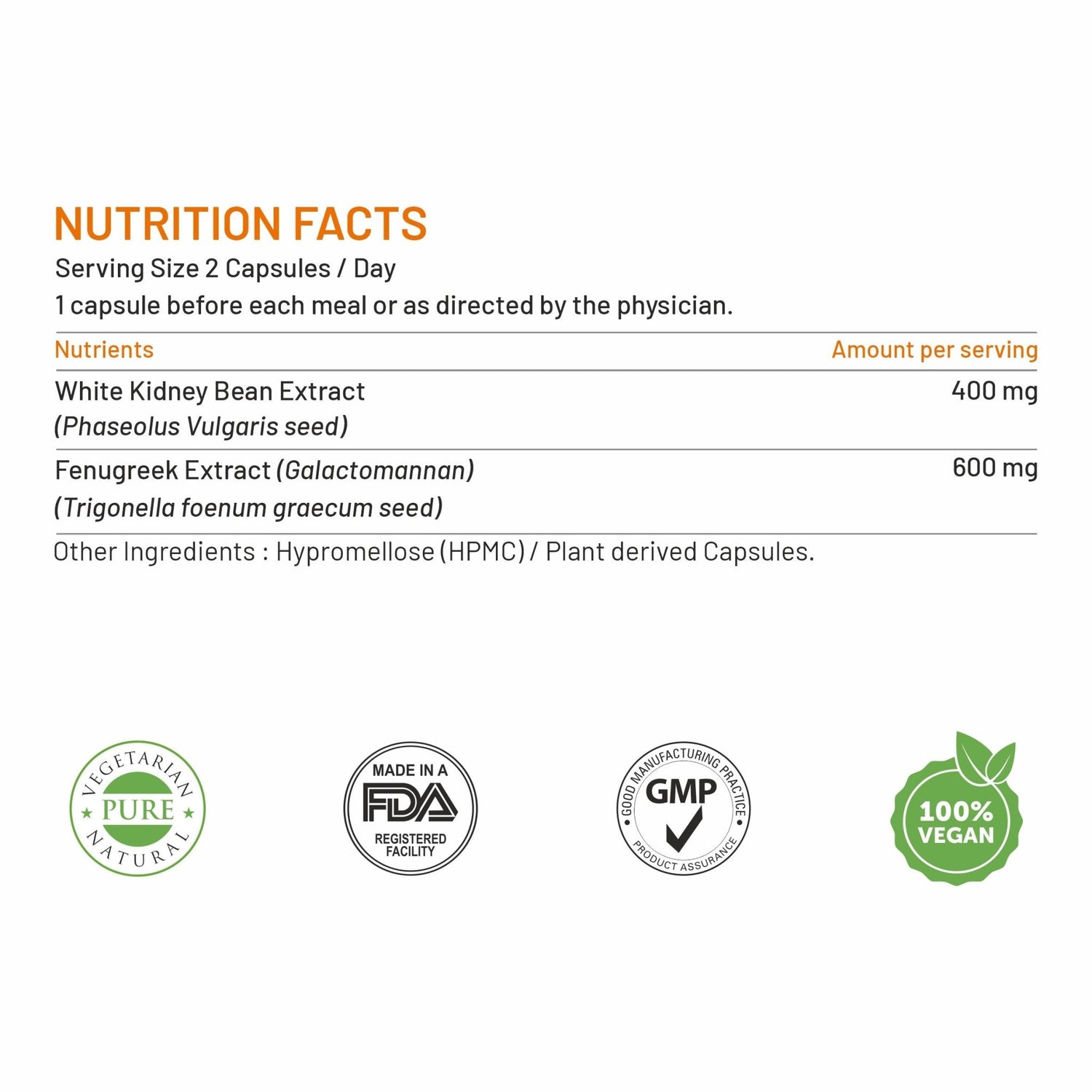 Bliss Welness GlucoBliss Plus Fenugreek & WKB Extract Blood Sugar & Weight Management | Pure Fenugreek Extract 3X Saponins + White Kidney Bean Extract Carb Blocker - 60 Veg Capsules - Bliss Welness