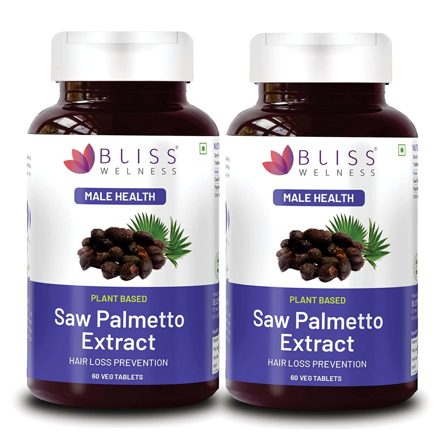 Bliss Welness JoshBliss Plus Prostate Health Healthy Hair Growth | Saw Palmetto Extract 800MG | Testosterone Booster Strong Hair Healthy Prostate Health Supplement - 60 Vegetarian Tablets - Bliss Welness