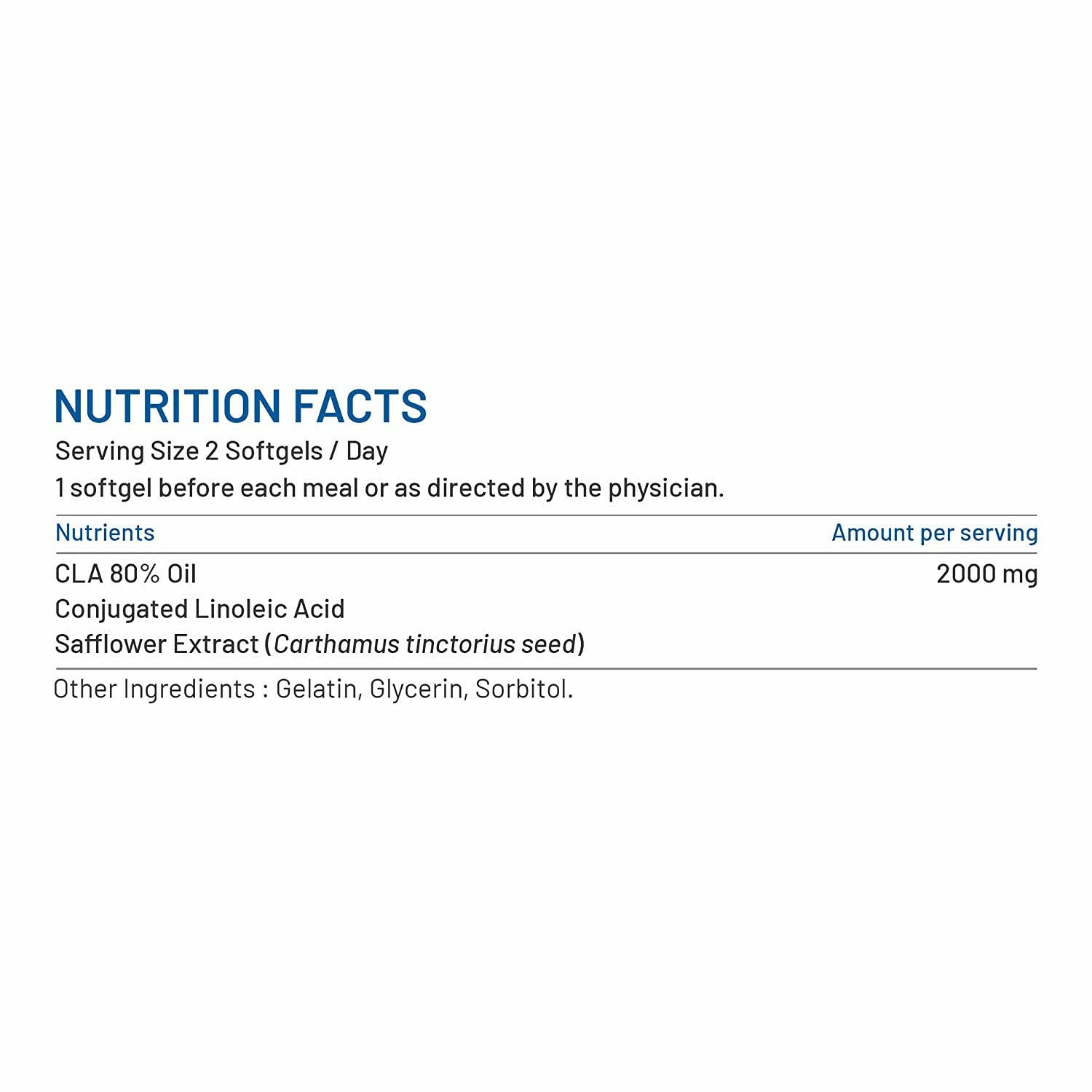 Bliss Welness LeanBliss Pure CLA 2000 (Conjugated Lenoleic Acid) Lean Muscle Build Supplement - Pack of 60 Softgel Capsules - Bliss Welness