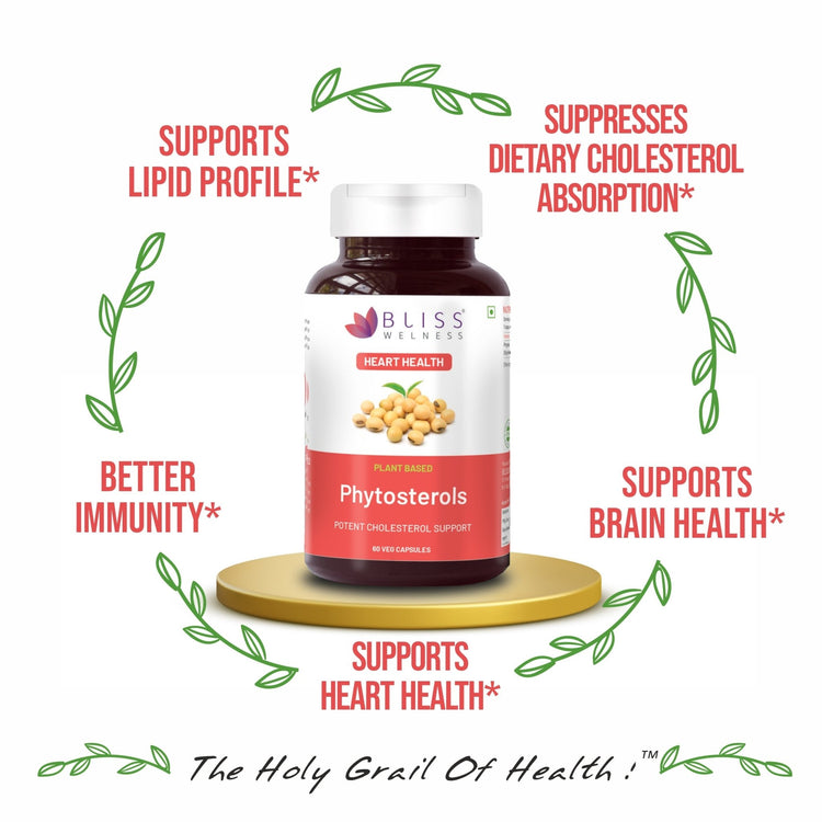 Bliss Welness LipidBliss Pure Cholesterol Management | Pure Phytosterol Plant Sterols 800mg | Lipid Levels Management & Heart Health Supplement - 60 Vegetarian Capsules - Bliss Welness